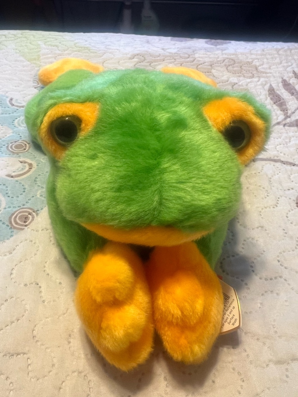 TY Beanie Buddy Green Orange Frog Plush Stuffed Animal Original Tag